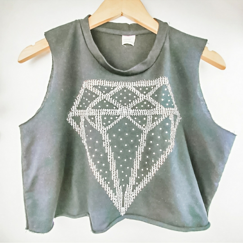 Cover Stitched Diamond Crop Top
